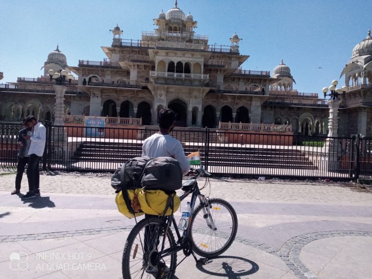 Barak Valley youth sets course on bicycle to raise awareness of Swachh Bharat and Rape Free India.