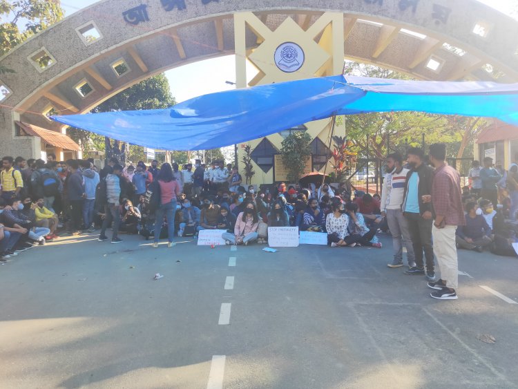 Mega protest by the Students at AUS campus regarding the mode of Examination.