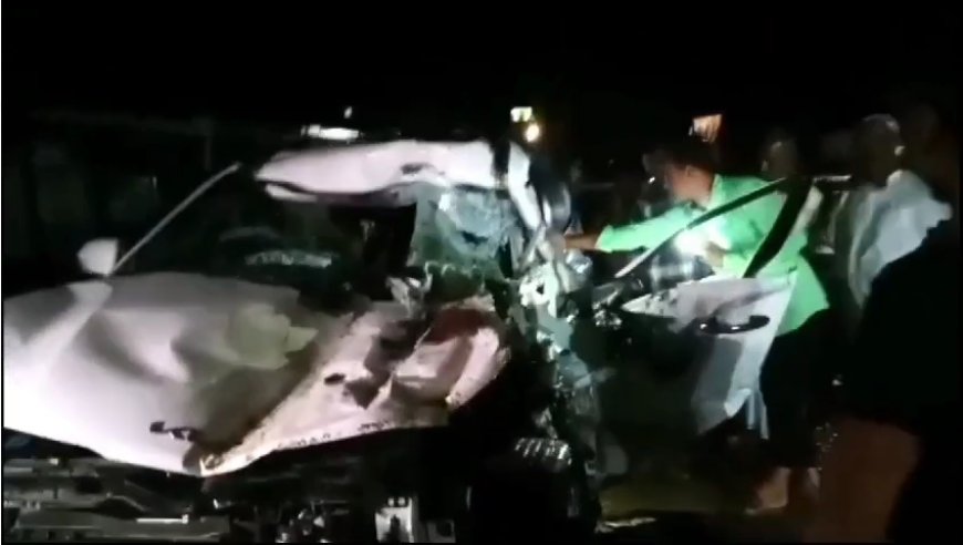 High-speed collision: Three seriously injured as car slams into parked truck in Dholai