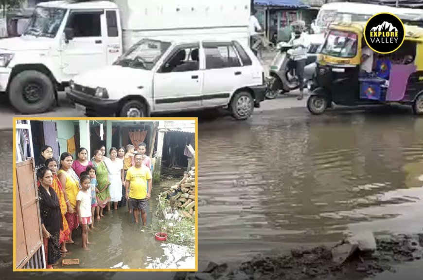 New Silchar’s Basudeb Nagar demonstrates protest over stagnant rainwater