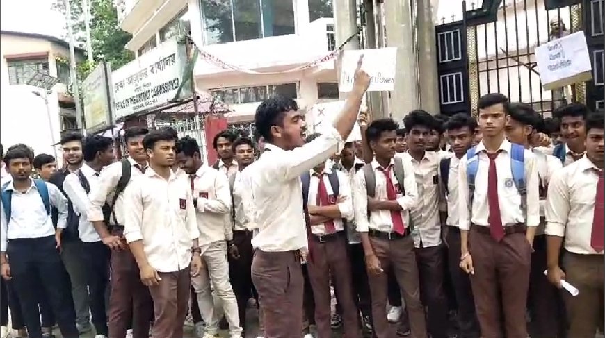 GC College students demonstrate protest in front of DC cachar office on Friday, submit memorandum