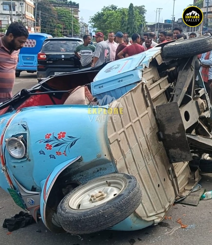 Collision between e-auto and car in Silchar's Hilakandi road leaves school students injured